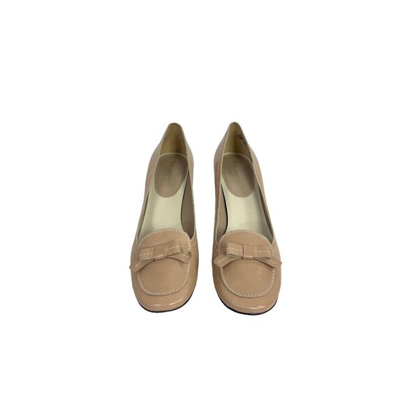 Enzo Angiolini Beige Tan Leather Kitten Heels Classic Women Office Shoes 10 - Picture 2 of 11